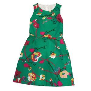 J. Crew 00 Green Floral Dress Sleeveless Fit&Flare Dopamine Dressing Retro Bold